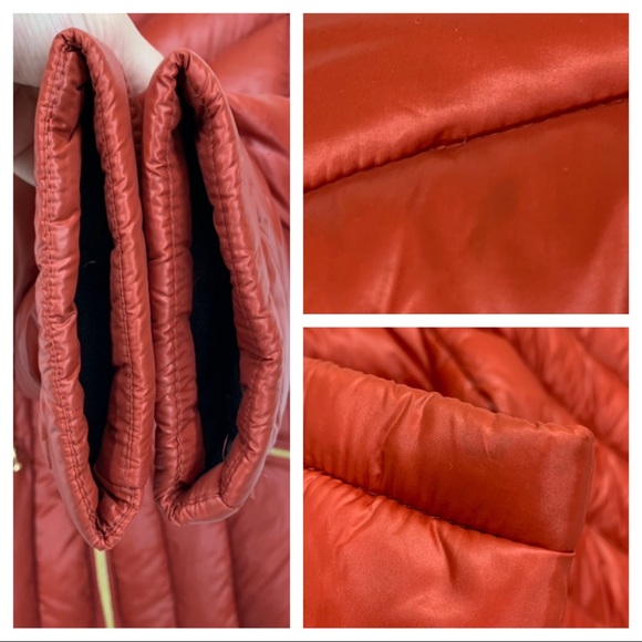 Kenneth Cole Reaction Russet Orange Down Filled Jacket Puffer Coat Fall Winter - Picture 13 of 16